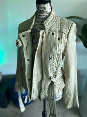 Tracy Reese Soft Cream Genuine Leather Jacket!